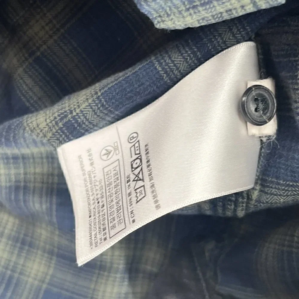 Banana Republic Shirt Mens Large Western Pearl Snap Navy Blue Green